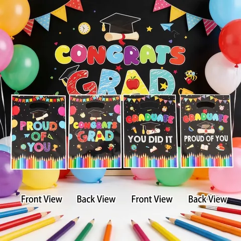 Sacchetti Regalo in Plastica per la Stagione della Laurea Congrats Grad Proud Of You Borse con Manico per Confezione Regalo Festa