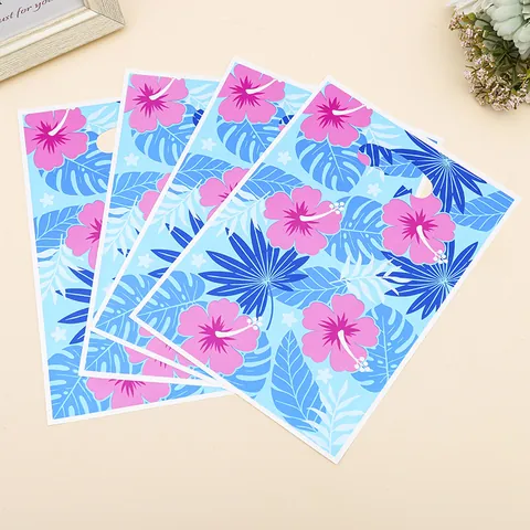 Tropical Hawaiian Hibiscus Plastic Gift Bags Floral Palm Leaf Treat Bags With Handle For Luau Beach Party Decoration Favors