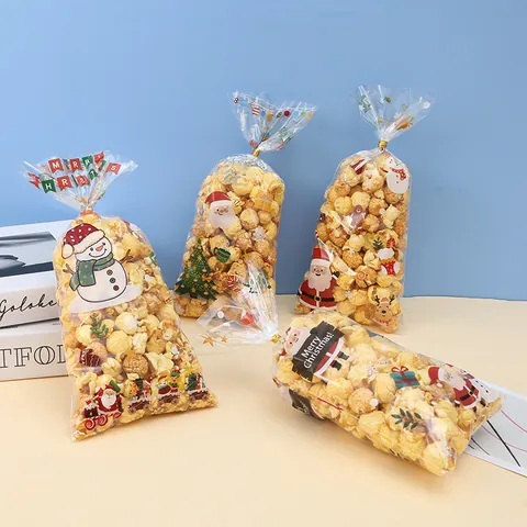 Weihnachten Süßigkeiten Verpackung Taschen Transparent OPP Cellophan Weihnachtsmann Plätzchen Geschenkbeutel Für Weihnachtsfeier Plätzchen Verpackung