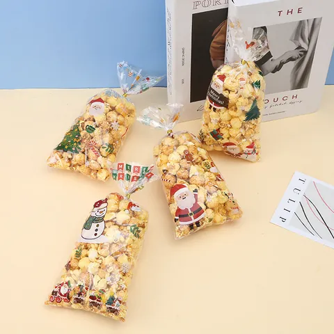 Weihnachten Süßigkeiten Verpackung Taschen Transparent OPP Cellophan Weihnachtsmann Plätzchen Geschenkbeutel Für Weihnachtsfeier Plätzchen Verpackung