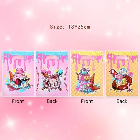 Ice Cream Drip Baseball Pattern Pearlescent Film Gift Bags For Party Favors Birthday Handbags Candy Packaging