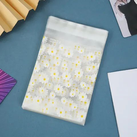 Daisy Print OPP Self Adhesive Packaging Bags Transparent Plastic Cookie Candy Gift Bag Small Card Storage Bags