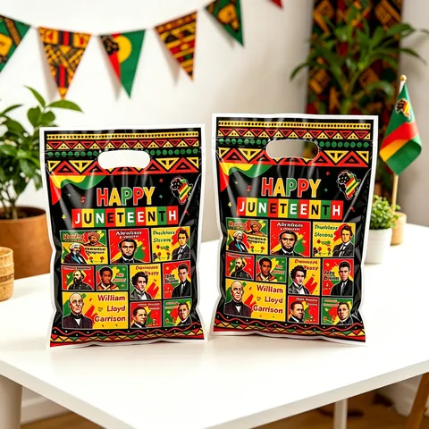 Juneteenth Commemorative Gift Bags African Style Pattern Party Favor Bags Plastic Handheld Souvenir Bags For Celebration