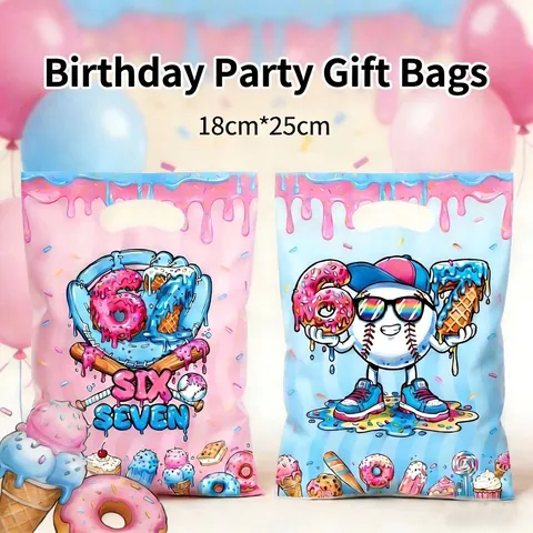 Sac à Main à Thème de Fête d'Anniversaire Impression de Lettres en Plastique Sacs Cadeaux d'Emballage de Bonbons pour Enfants Décoration de Friandises