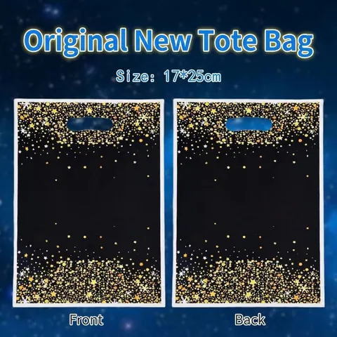 Starry Sky Diamond Print Gift Bags Black Gold Pearlescent Film Handle Bags For Birthday Party Candy Return Storage Tote Bags