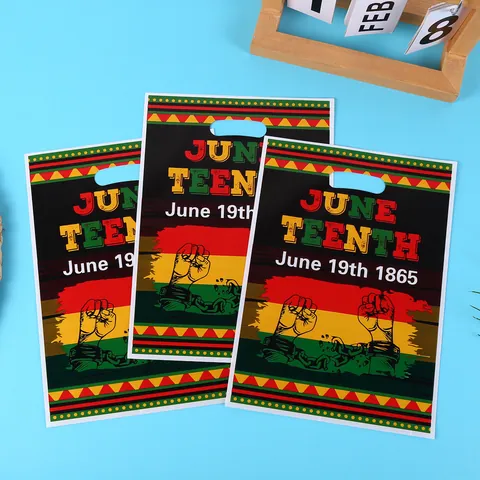 Sacchetti Regalo Juneteenth Freedom Day Black History Month Buste in Plastica Cultura Africana Stampa Festiva per Biscotti Caramelle Festa