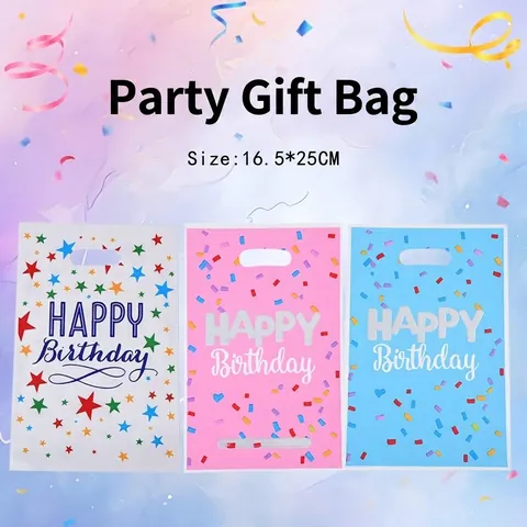 Happy Birthday Party Gift Bags Star Pattern Pearl Film Handle Bags For Kids Candy Return Festive Party Supplies Supplies