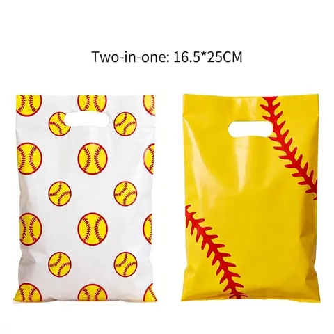Sacs Cadeaux de Fête Thème Baseball 2-en-1 Sacs à Bonbons en Plastique avec Poignée pour Cadeaux d'Anniversaire Enfants