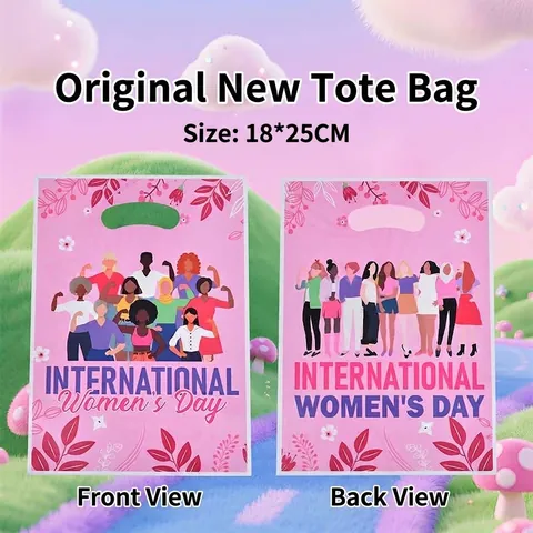Bolsa de Regalo Día Internacional de la Mujer Película Perlada Plástico Bolsa de Fiesta de Mano Para Snacks Caramelos Mujeres Diversas Estampado Floral