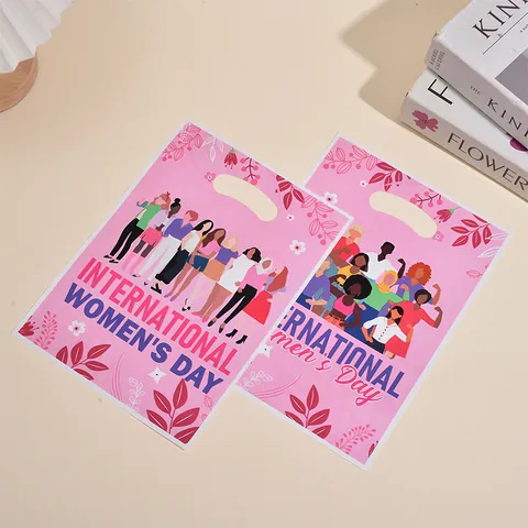 Bolsa de Regalo Día Internacional de la Mujer Película Perlada Plástico Bolsa de Fiesta de Mano Para Snacks Caramelos Mujeres Diversas Estampado Floral