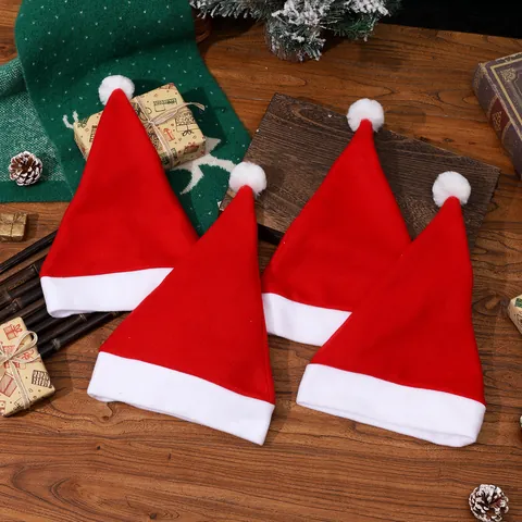 Weihnachtsmütze für Erwachsene Rot Weiß Plüsch Gebürsteter Stoff Festliche Party Feiertagsdekoration Kostümzubehör Geschenk