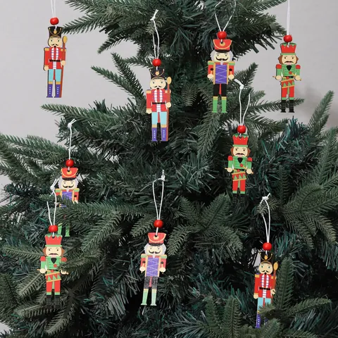 Ensemble d'Ornements Suspendus de Noël en Bois Figurines de Casse-Noisette Gnomes Colorés Décoration d'Arbre de Fête en Boîte