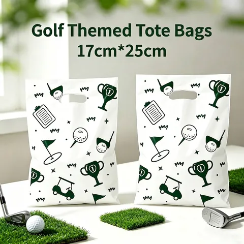 Golf Theme Party Gift Bags Sports Style Birthday Souvenir Bags Plastic Handbags With Punched Handle For Sports Event Party