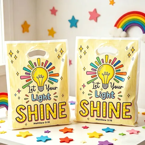 Bolsas de Regalo para Fiesta con Patrón de Bombilla Bolsas de Plástico para Caramelos con Asas para Cumpleaños Infantil