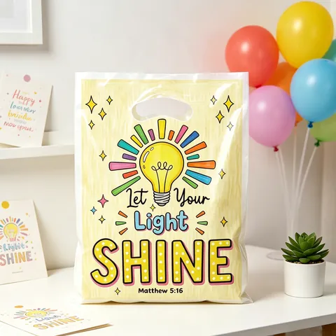 Bolsas de Regalo para Fiesta con Patrón de Bombilla Bolsas de Plástico para Caramelos con Asas para Cumpleaños Infantil