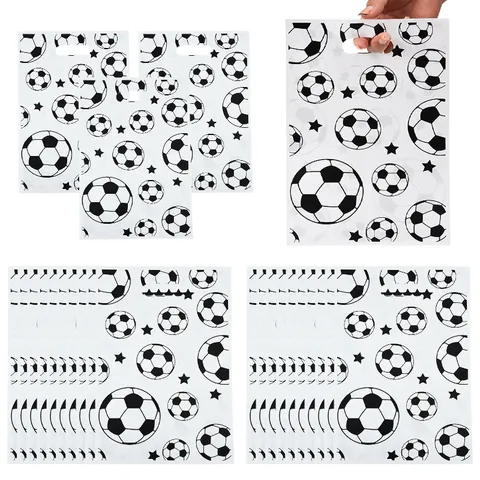 Soccer Football Theme Party Favor Gift Bags Pearlescent Film Handheld Candy Bags For Birthday Sport Event Decorations