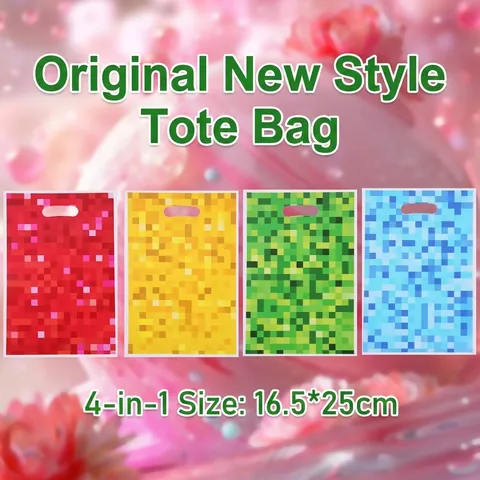 Pixel Mosaic Printed Pearlescent Film Handbag Four Finger Party Decoration Candy Gift Bags Waterproof Plastic Packaging Bags