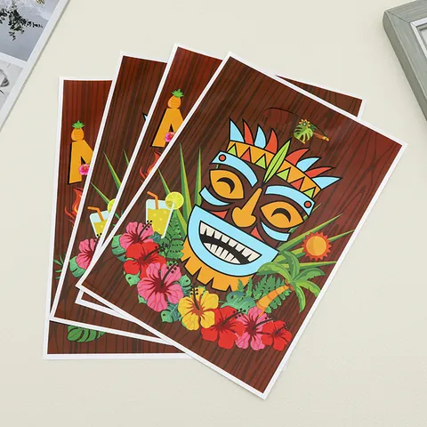 Hawaiian Aloha Tiki Party Favor Bags Plastic Tropical Luau Treat Bags For Birthday Summer Beach Party Gift Packaging