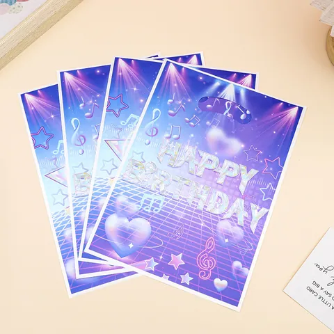Music Disco Theme Birthday Party Gift Bags Plastic Handle Wrapper Neon Purple Blue Printing Candy Cookie Favors Packaging Handbag