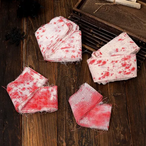 Halloween Bloody Gauze Decoration Scary Blood Splatter Warning Tape Horror House Party Scene Layout Prop Bloody Bandage