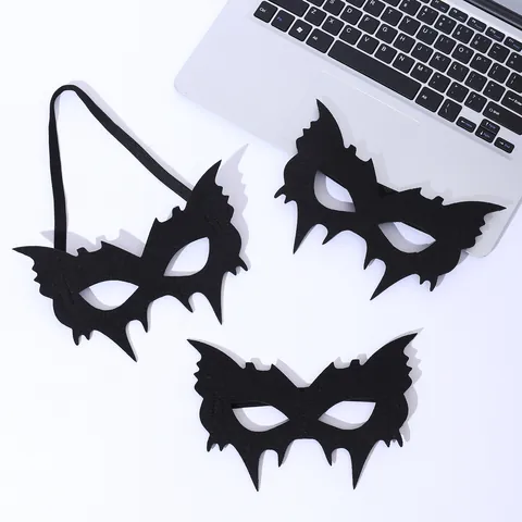 Retro Black Bat Half Face Eye Mask For Halloween Masquerade Party Gentleman Costume Cosplay Mask For Adults Teens Gift