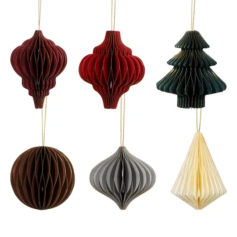 3D Weihnachten Wabenpapier Laterne Ornamente Glitzerränder Magnetische Faltung Hängende Dekoration Für Einkaufszentrum Heimparty