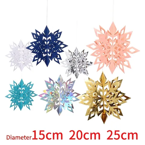 3D Christmas Snowflake Hanging Ornaments Paper Laser Cut Snowflake Decorations Set For Holiday Party Christmas Tree Decor