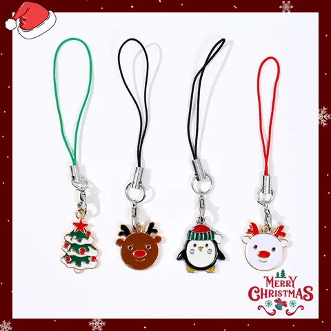 Colección de Colgantes de Llavero de Esmalte de Aleación de Navidad Lindo Papá Noel Árbol de Navidad Reno Pingüino Adorno