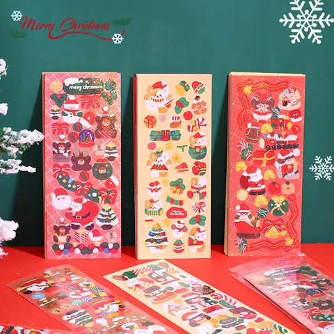 Laser Weihnachtsaufkleber Für Kinder DIY Sammelalbum Cartoon Weihnachtsmann Rentier Schneemann Weihnachtsbaum Holographische Aufkleber