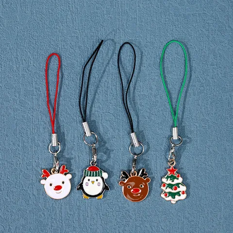 Colección de Colgantes de Llavero de Esmalte de Aleación de Navidad Lindo Papá Noel Árbol de Navidad Reno Pingüino Adorno