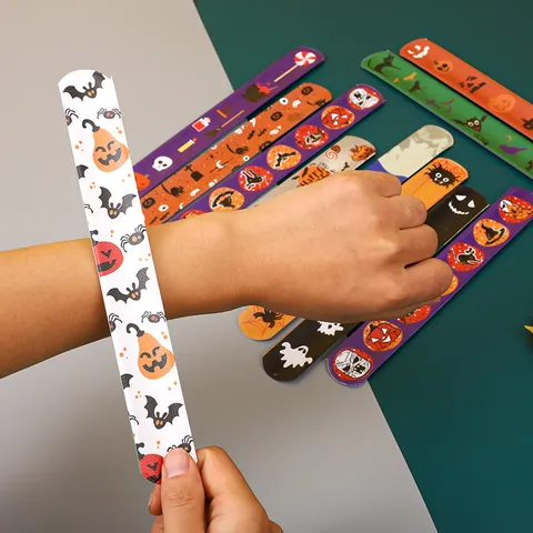 Halloween Slap Bracelets Party Dekoration Kürbis Geist Fledermaus Spinne Bedruckte Armbänder Festliche Gefälligkeiten Für Kinder Erwachsene