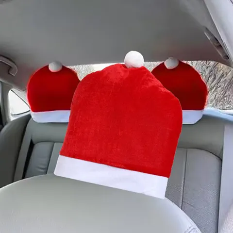 Copri Poggiatesta Auto Natale Rosso Bianco Cappello Babbo Natale Coprisedia Natalizi Decorazione Festa Vacanze