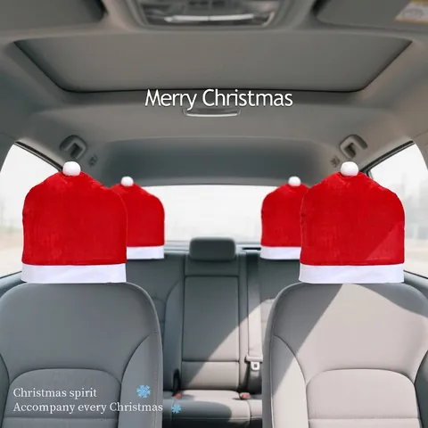 Copri Poggiatesta Auto Natale Rosso Bianco Cappello Babbo Natale Coprisedia Natalizi Decorazione Festa Vacanze