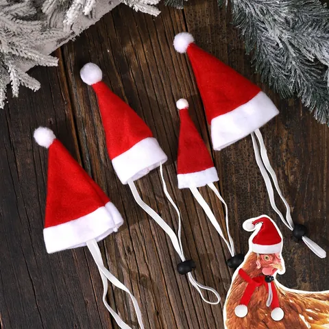 Mini Christmas Hat For Small Pets Hamster Guinea Pig Rabbit Adjustable Elastic Strap Red White Festive Decoration Accessories