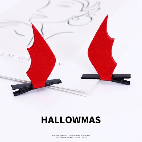Halloween Devil Wings Hair Clips Red Black Bat Wing Hairpins Spooky Hair Accessories For Costume Ball Party Women Jewelry