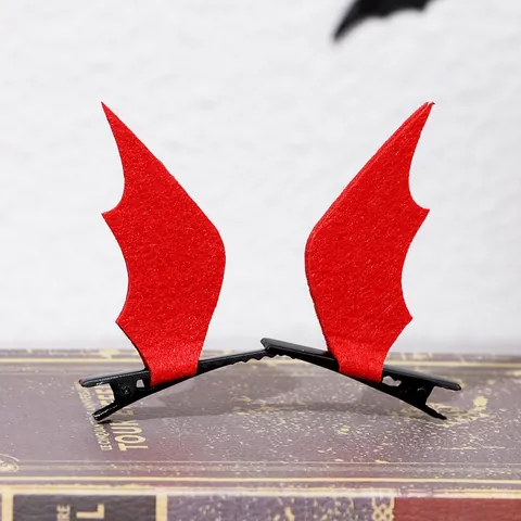 Halloween Devil Wings Hair Clips Red Black Bat Wing Hairpins Spooky Hair Accessories For Costume Ball Party Women Jewelry