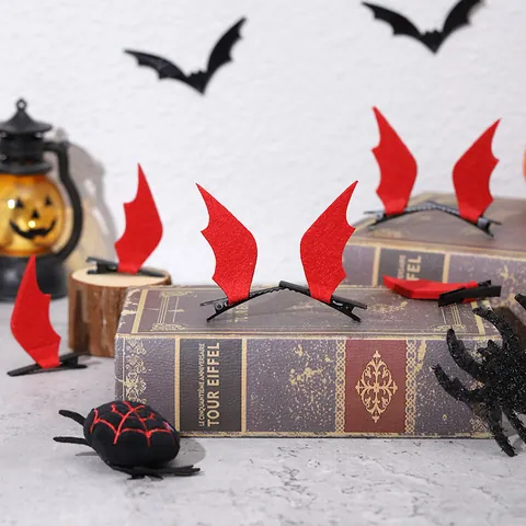 Accessoires Cheveux Halloween Serre-tête Chauve-souris en Feutre Couperet Sanglant Pinces Cheveux Trident Diable Cosplay