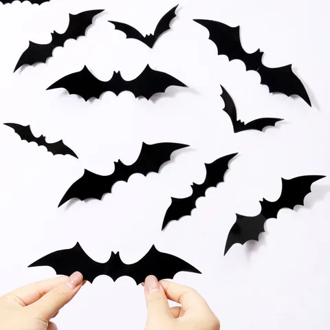 Adesivi Murali Pipistrello 3D Halloween PVC Decalcomanie Murali Silhouette Pipistrello Rimovibili per Decorazioni Festa Casa