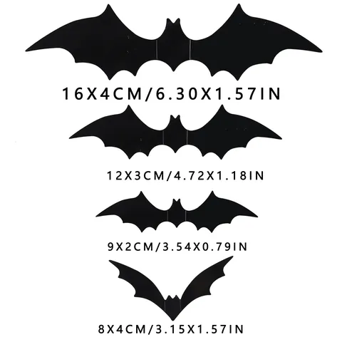 Adesivi Murali Pipistrello 3D Halloween PVC Decalcomanie Murali Silhouette Pipistrello Rimovibili per Decorazioni Festa Casa