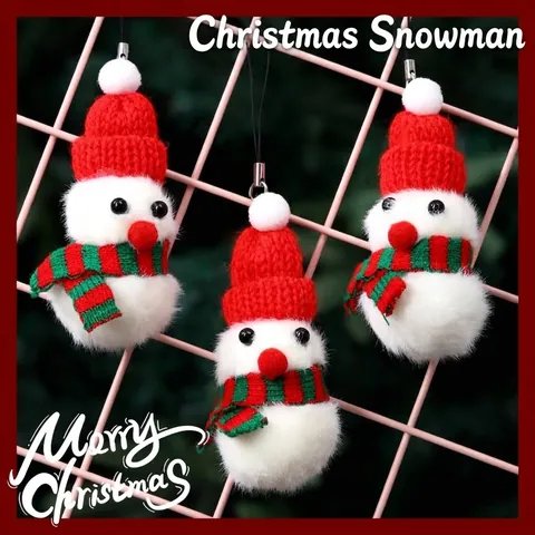 Weihnachten Mini Schneemann Plüsch Anhänger Ornament Rote Strickmütze Gestreifter Schal Weihnachtsbaum Schreibtisch Dekoration Puppe