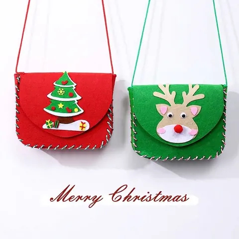 Weihnachten DIY Handgefertigte Filz Umhängetasche Bastelset Für Kinder Kindergarten Kreative Cartoon Schneemann Hirsch Baum Geschenk