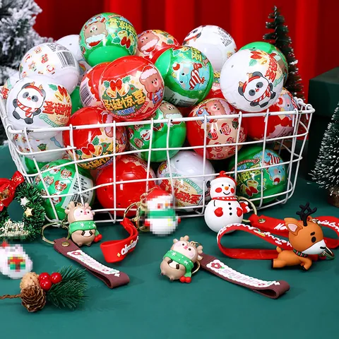 Weihnachten Gashapon Schlüsselanhänger Karikatur Weihnachtsmann Rentier Schneemann PVC Weichgummi Armband Tasche Anhänger Geschenk Party