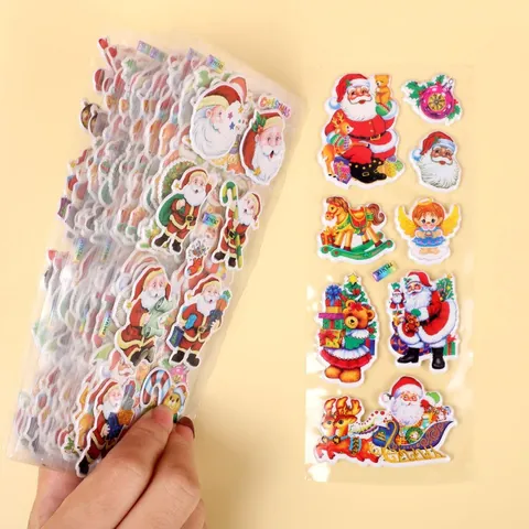 Weihnachtsthema 3D Aufgeblasen Aufkleber Für Kinder Cartoon Weihnachtsmann Rentier Muster Früherziehung Belohnung Deko Aufkleber