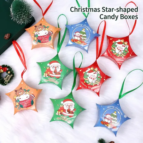 Sternförmige Weihnachts-Süßigkeitsschachteln Weihnachtsbaum-Dekoration Geschenkverpackung Karton-Box Für Kinder Party