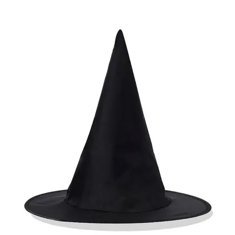 Black Halloween Wizard Witch Hat Oxford Cloth Pointed Top Wide Brim Costume Hat For Adult And Kids Party Role Play