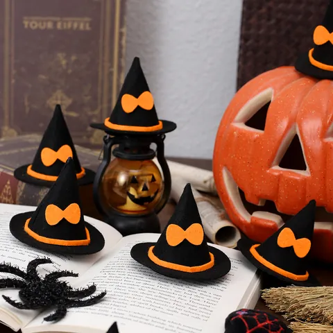 Mini Halloween Heksenhoeden Vilt Tovenaarshoed DIY Accessoires Voor Wijnfles Bloem Boeket Feest Decoraties
