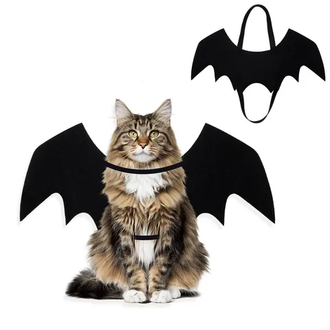 Pet Bat Wings Halloween Costume Funny Cat Dog Wings Decoration Lightweight Felt Adjustable For Small Medium Dogs Cats Party Cosplay Props Black