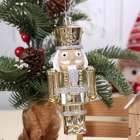 Casse-Noisette Soldat Ornements Suspendus pour Arbre de Noël Paillettes Finition Métallique Figurines Décoration Maison Fête