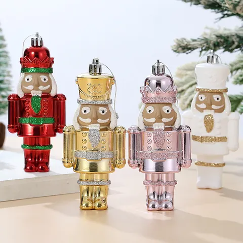 Adornos de Navidad de Soldado Cascanueces Decoraciones Colgantes de Plástico para Árbol de Navidad Decoración de Ventanas