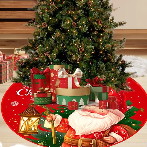 Elegant Christmas Tree Skirt Bronzing Velvet Round Base Cover Decoration For Holiday Party Home Ornament Festive Pattern